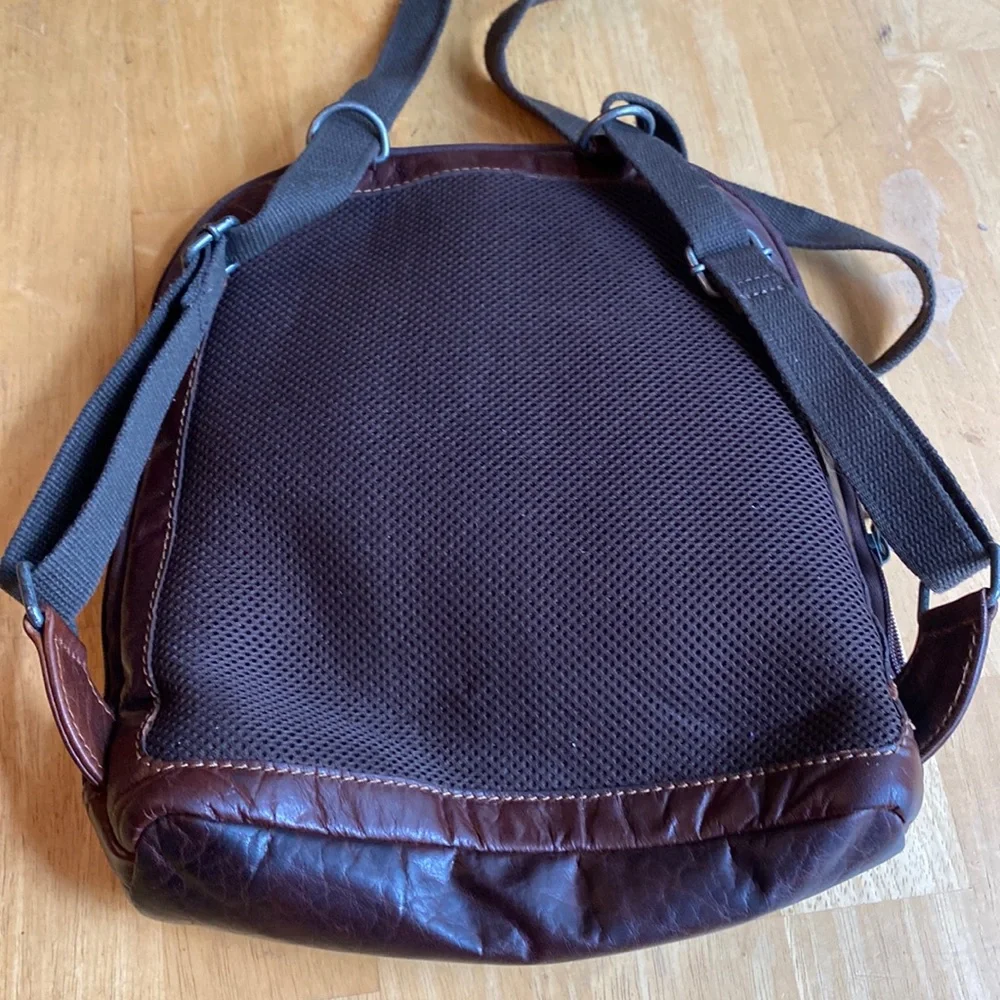 Jack Georges Genuine Leather Brown Backpack/Crossbody Bag